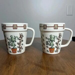 Walt Disney World Cactus Mug Set of 2 WDW Vintage‎ Flower Pot Design